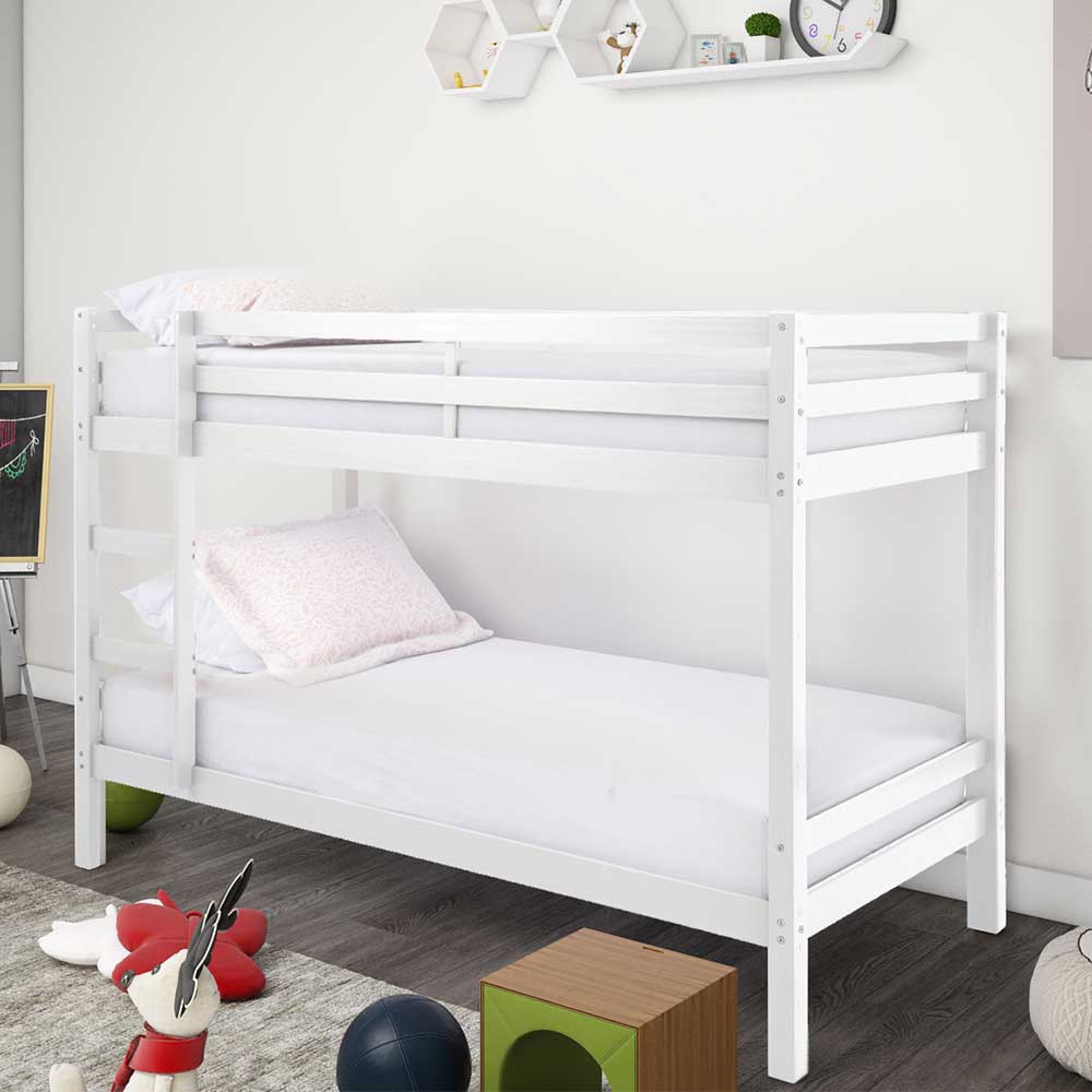 90x200 Kinder Etagenbett in Weiß - Carona