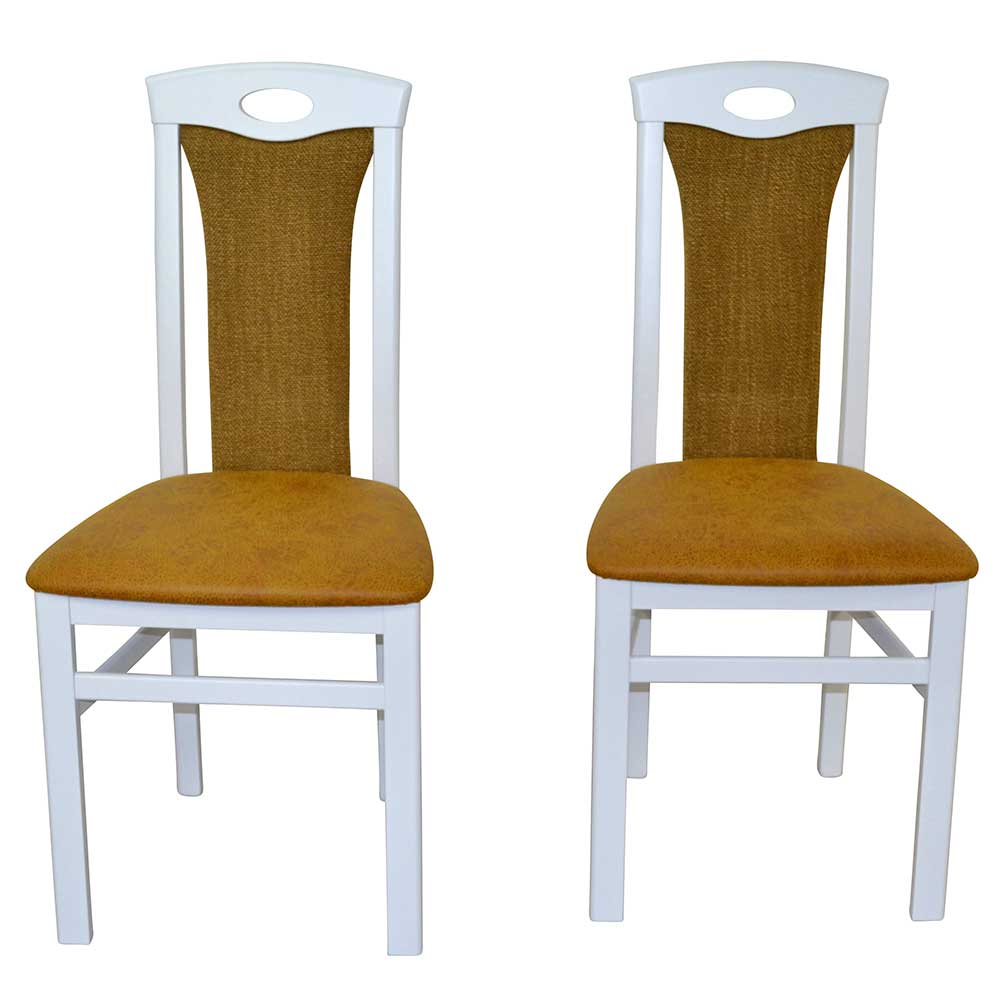 Stühle in Weiß & Ocker - Agneta (2er Set)
