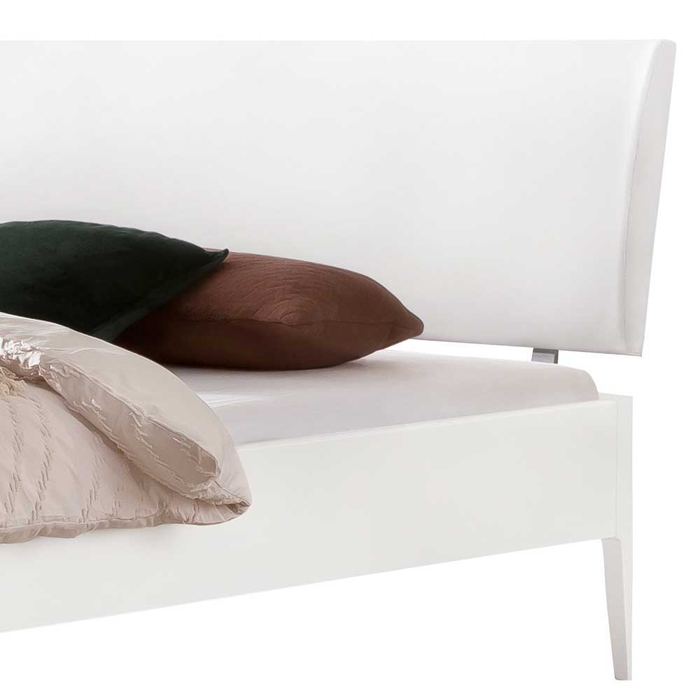 Weißes Doppelbett aus MDF & Kunstleder - Suzana