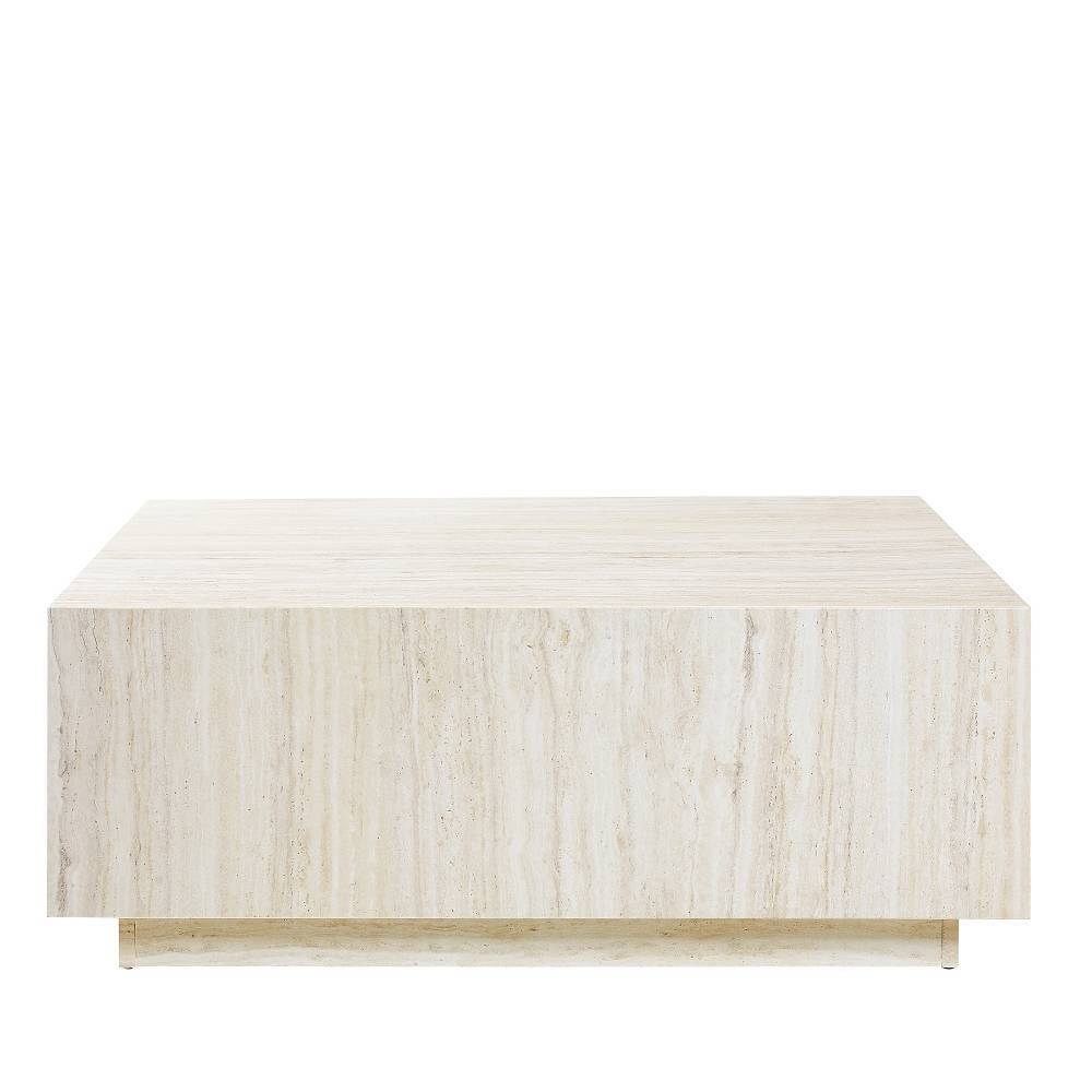 Block Couchtisch in Beige Travertin Optik - Arathan