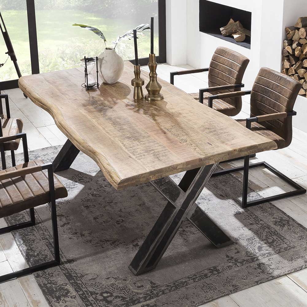 5 Größen Mango Designtisch mit Baumkante - Juniore