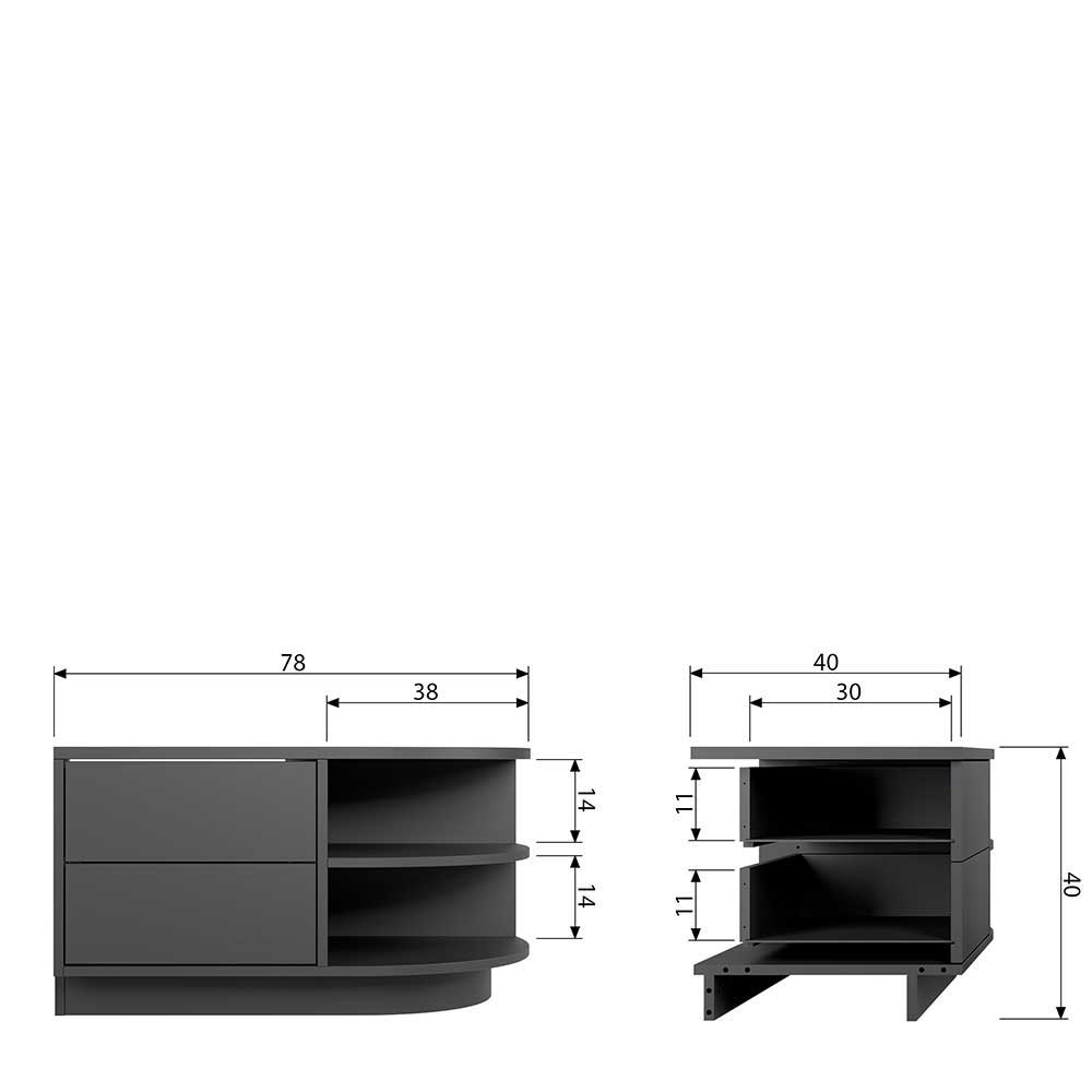 TV Board mit halbrundem Regal rechts - Niwidus