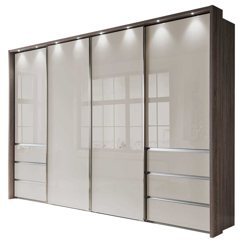 LED Passepartout Kleiderschrank mit 4 Schwebetüren - Evonila