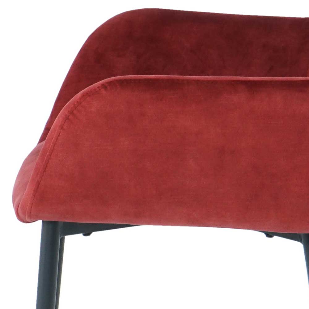 Armlehne aus rotem Samt des modernen Esszimmerstuhls als 2er Set – Litora