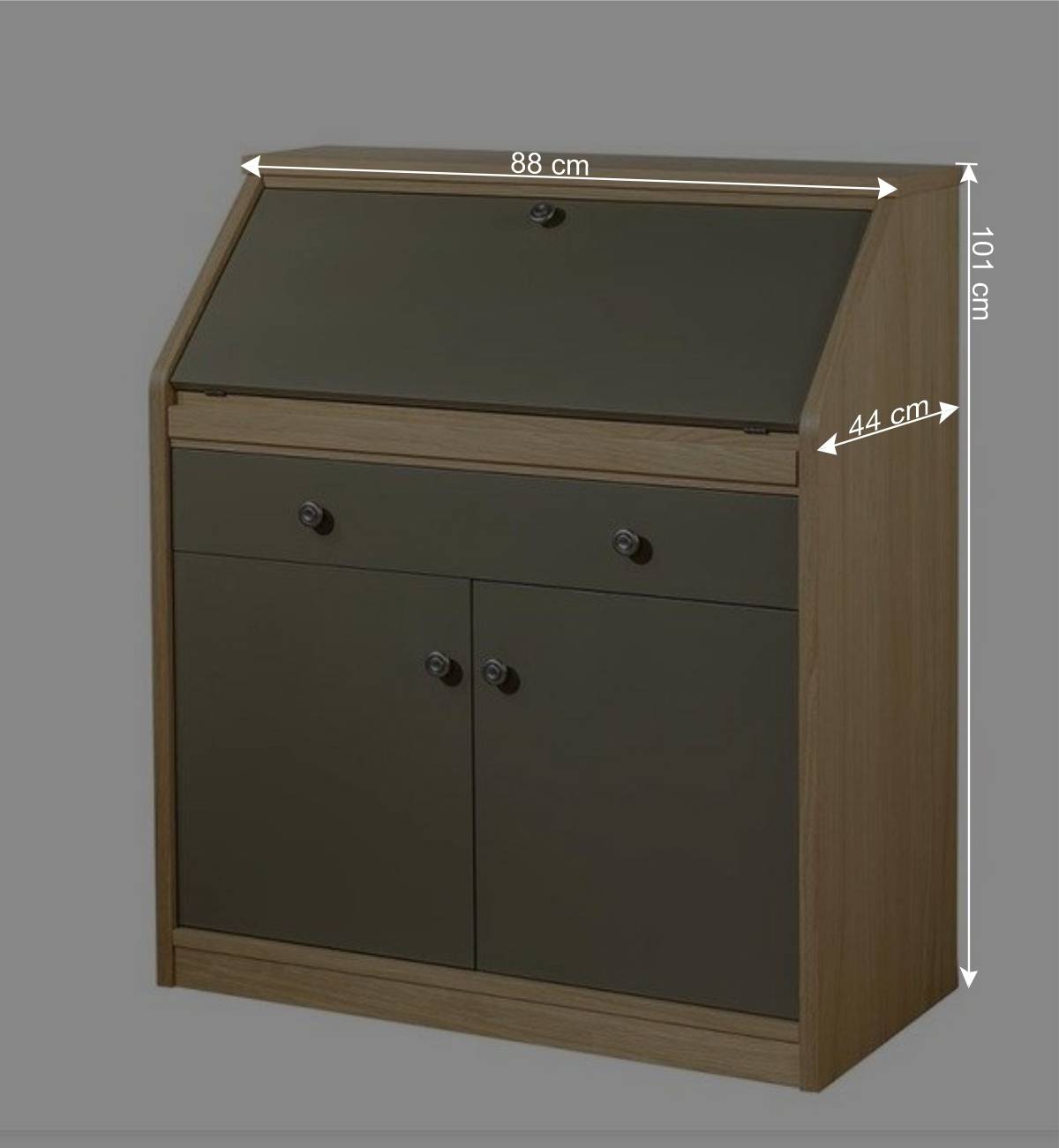 Hochwertiger Schreibschrank in Beigegrau & Eiche - Liaria