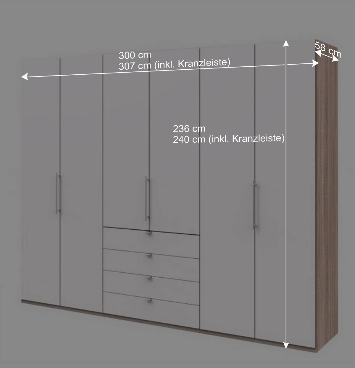 Schlafzimmer-Kleiderschrank mit vier Schubladen - Vaclyn