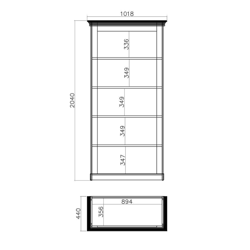 367cm Landhaus Anbauwand Set - Diatara (vierteilig)