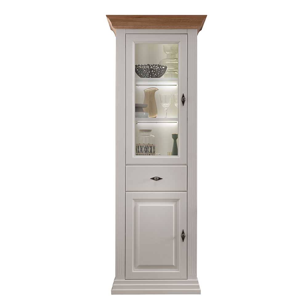 72x199x45 Modern Country Vitrinenschrank in Weiß - Henry
