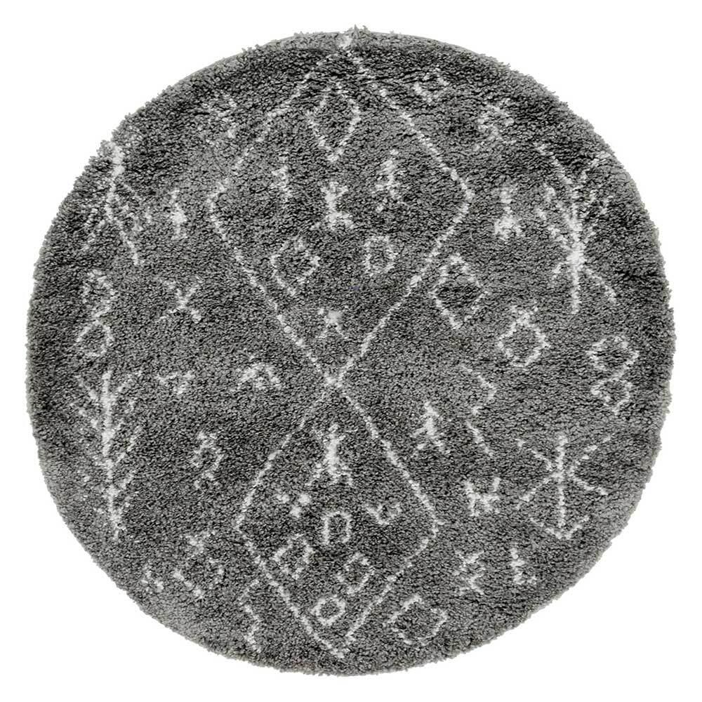 Weicher Hochflor Teppich in Grau und Creme - Vuturava