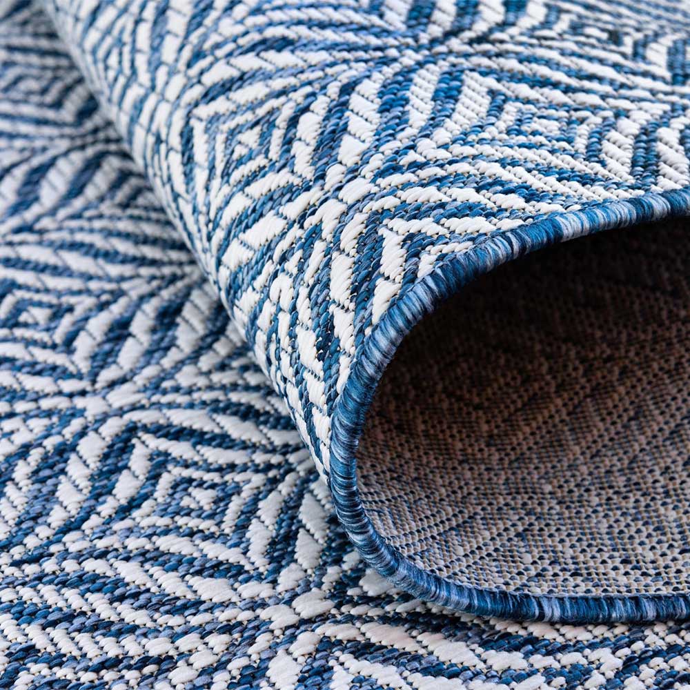 Teppich für Draußen in Dunkelblau und Creme - Argyrio