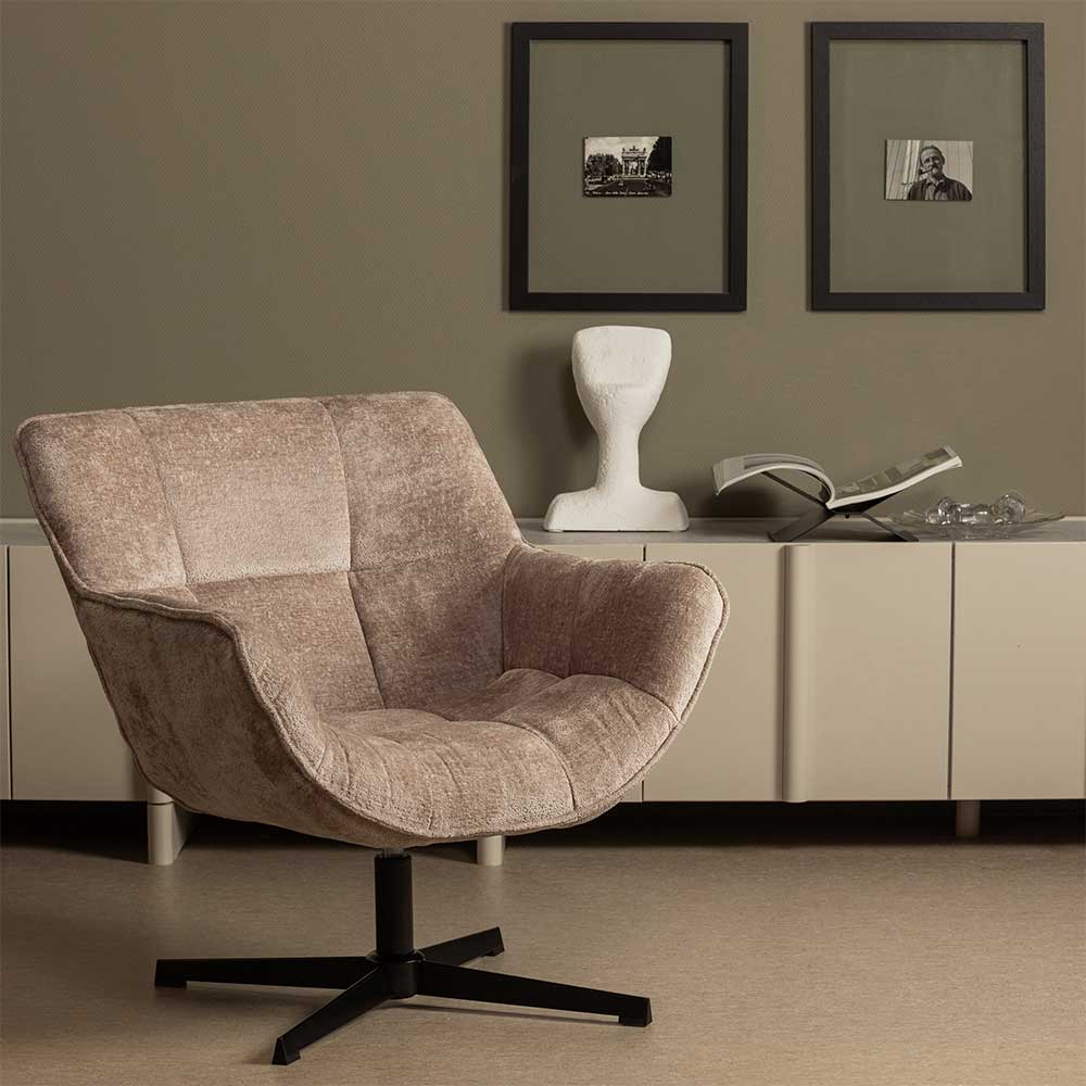 Chenille Polstersessel in Taupe - Konzit