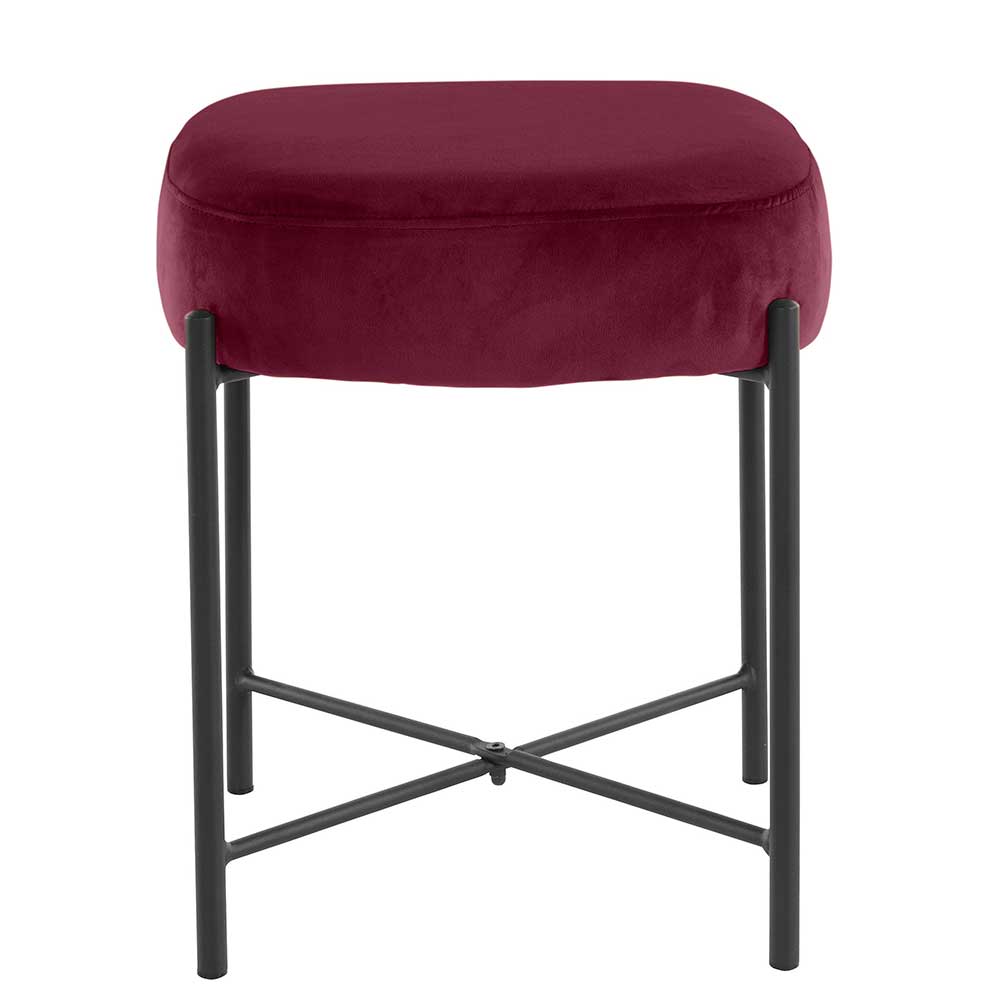 Hocker in Bordeaux Rot Samt - Car