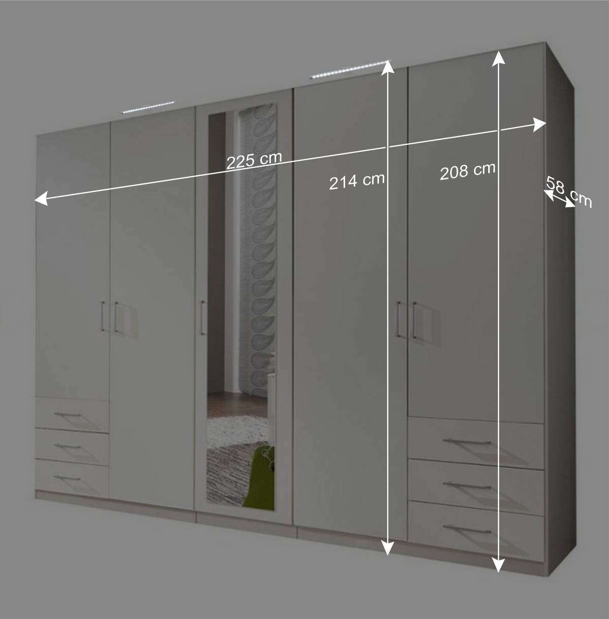 Schlafzimmerschrank in Weiß 225 cm breit - Clewono