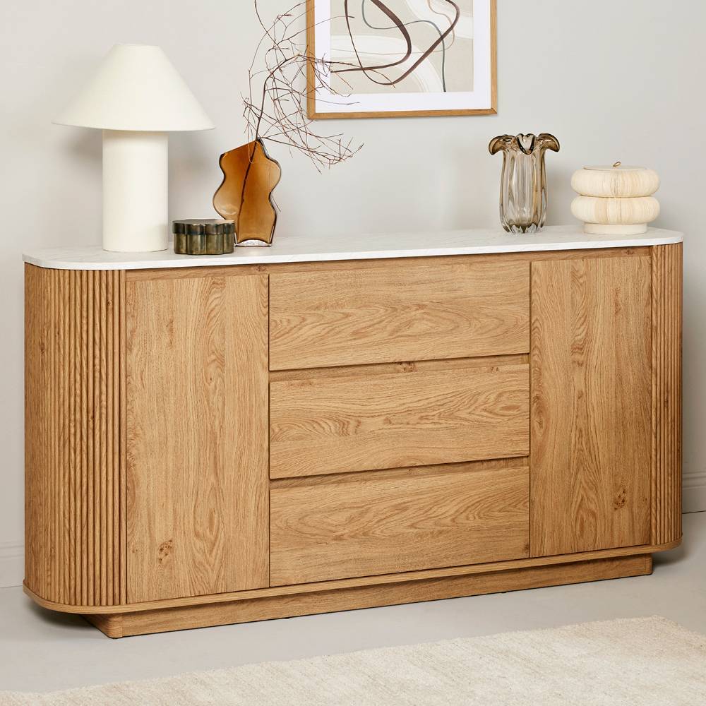 Ovales Kombi-Sideboard in Eiche Holzoptik - Hearty