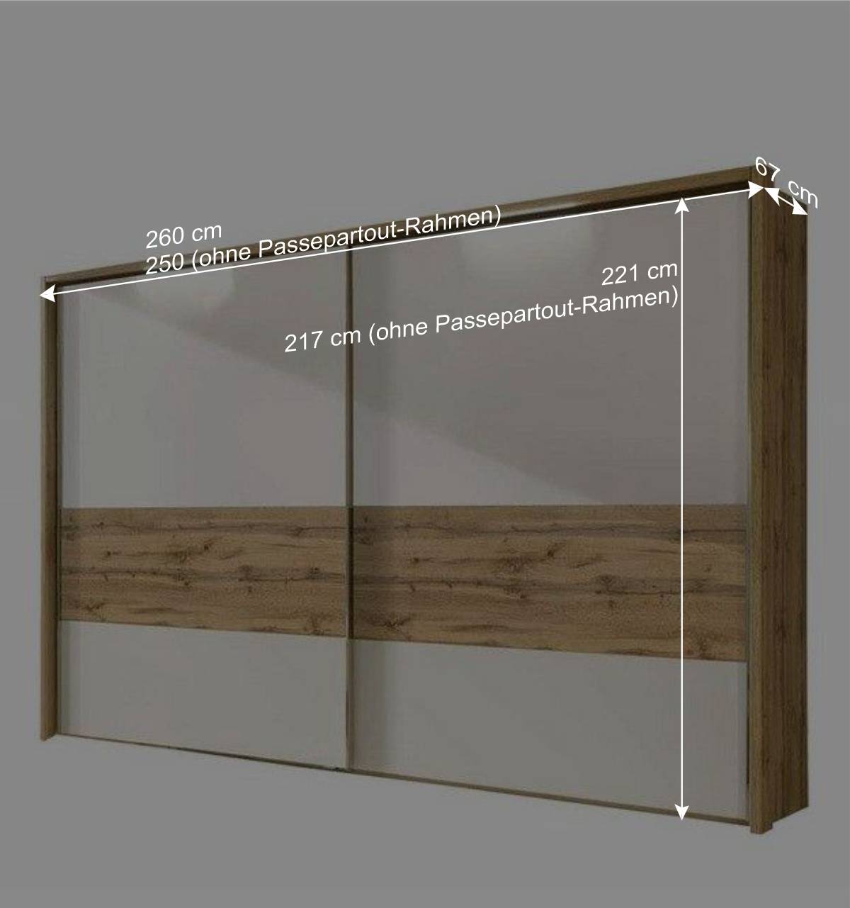 Kleiderschrank Neriman mit Schwebetüren 267cm breit