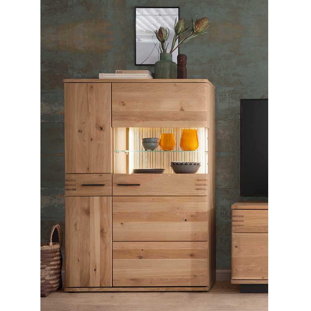 90x136x37 Stauraumvitrine als Highboard - Crupean