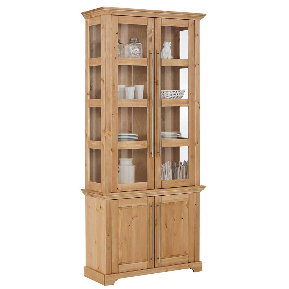 94x210x39 Kiefernholz Vitrine - Landhaus modern - Noellisa