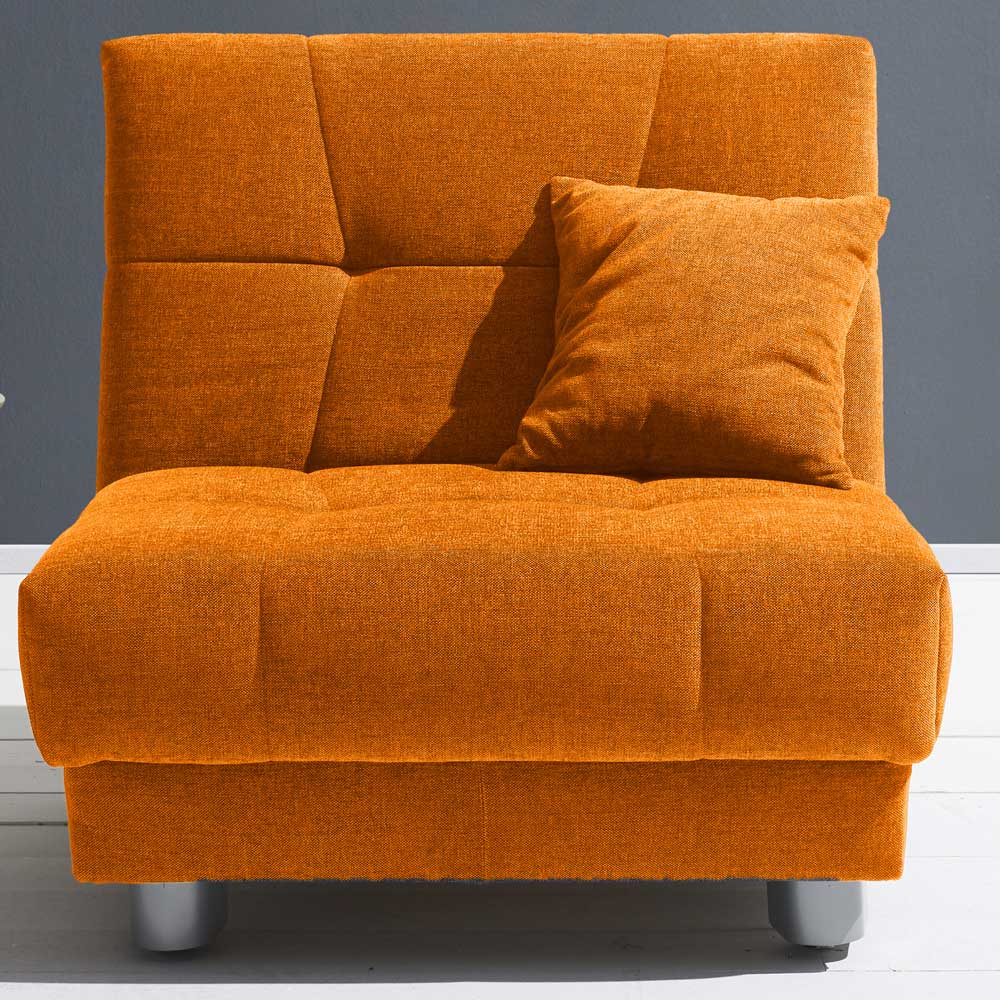 Gelber Schlafsessel als bequemer Sessel mit Flachgewebe Bezug und Kissen – Babsy