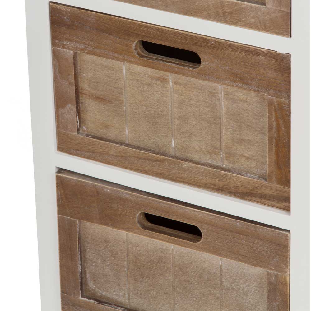 Shabby Nachtkommode Benet in Weiß Holz