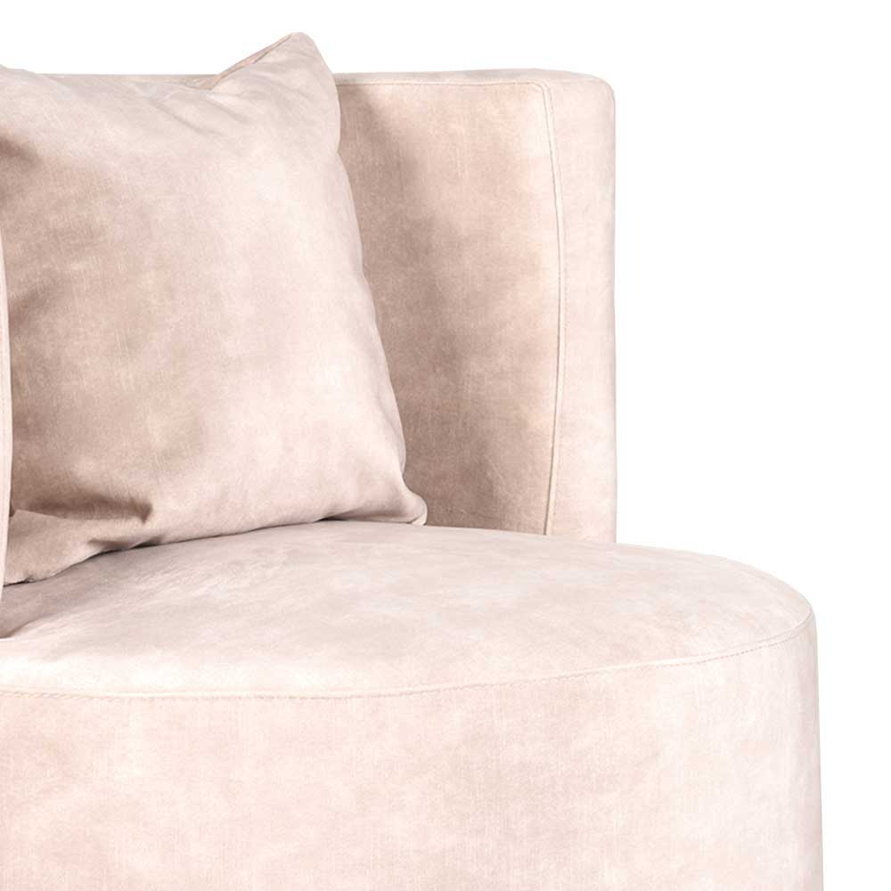Cremeweißer Velours-Sessel, Kissen und Armlehne im Detail – Dieus