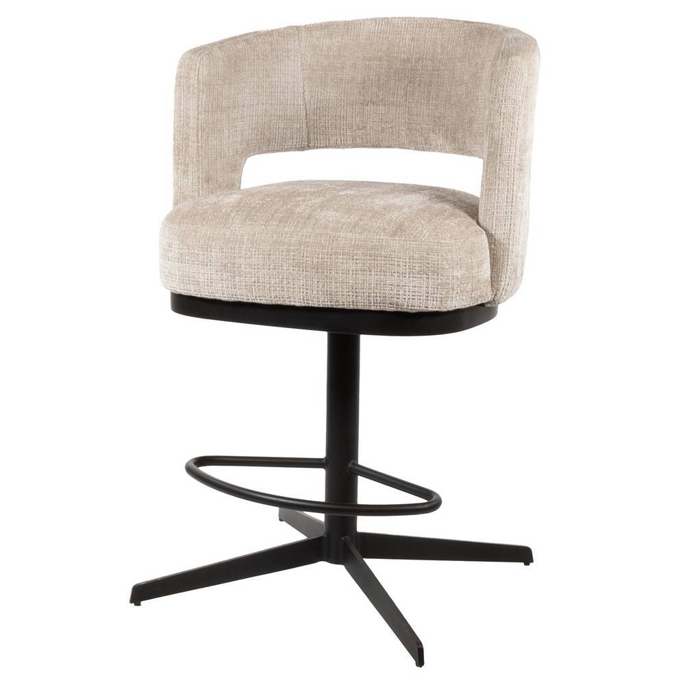 Eleganter Design-Barstuhl in Beige mit schwarzem Sternfußgestell für die Küchentheke – Antion