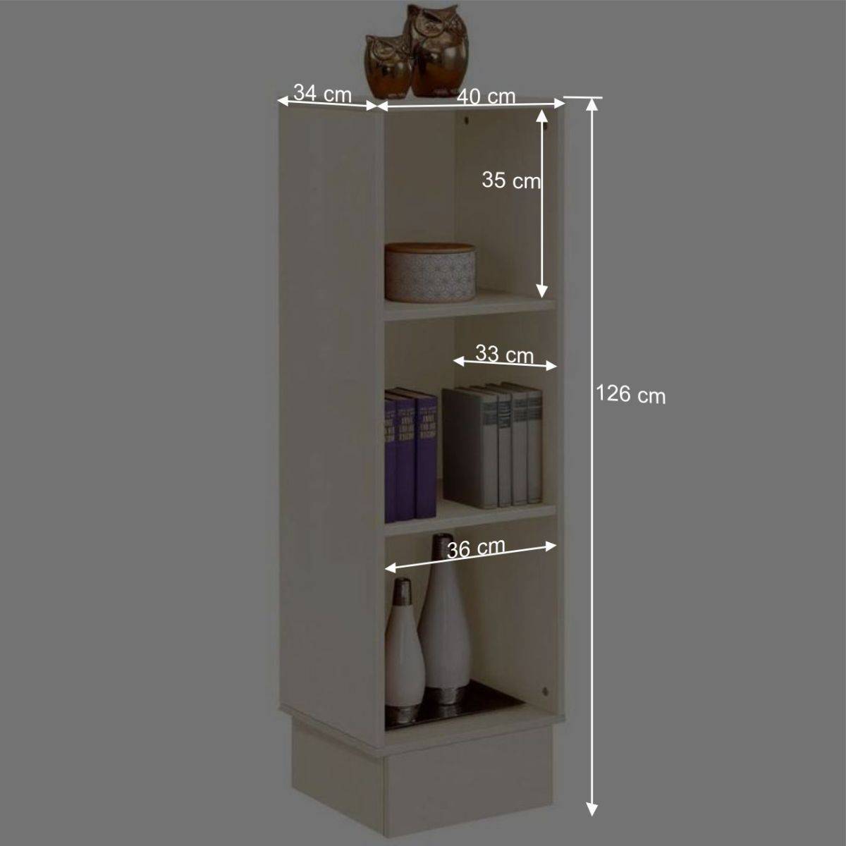 40x126x34 Kiefernholz Regal in Creme - Rospus