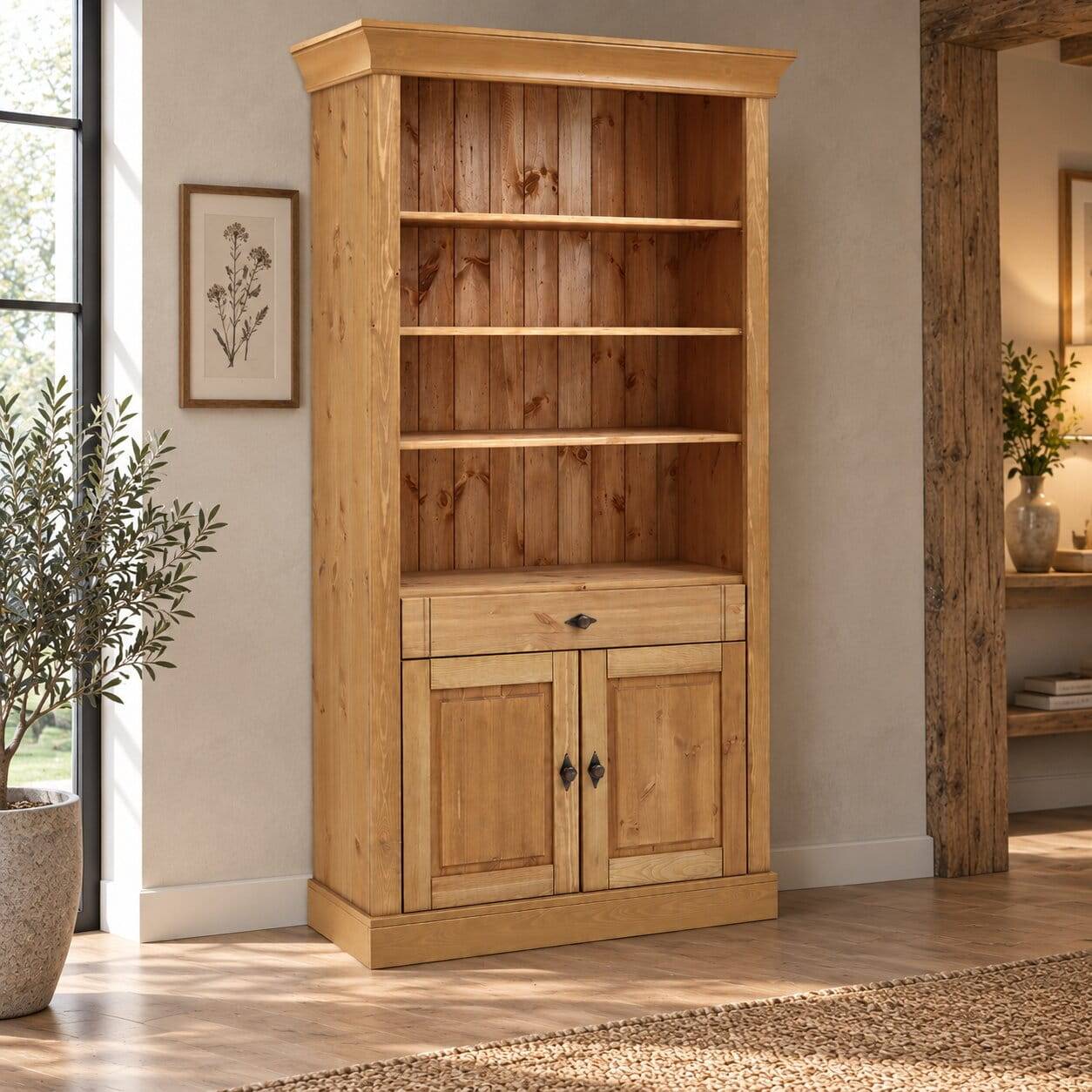 Kiefernholz Landhaus Regal 108x203x45 cm - Piatra