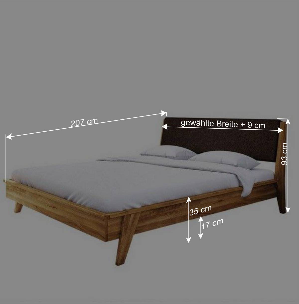 190cm Bettrahmen aus Holz Wildeiche massiv - Hardus