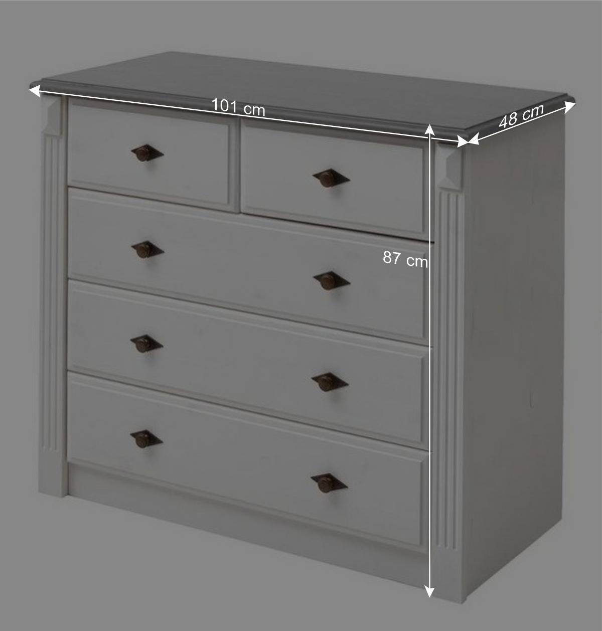 Landhausstil Kommode in Weiß & Grau - Caneon