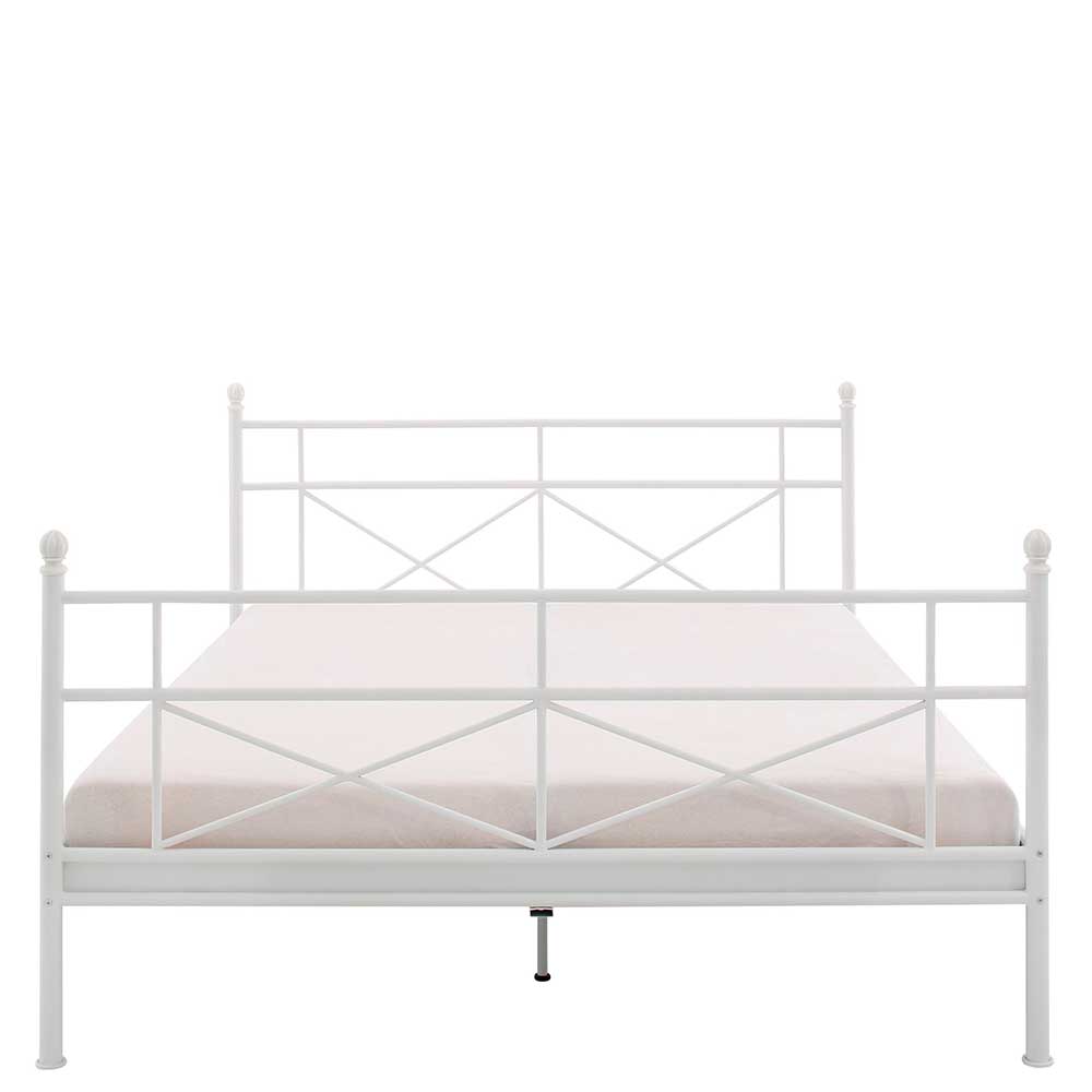 Metallbett in Weiß lackiert - Morvon