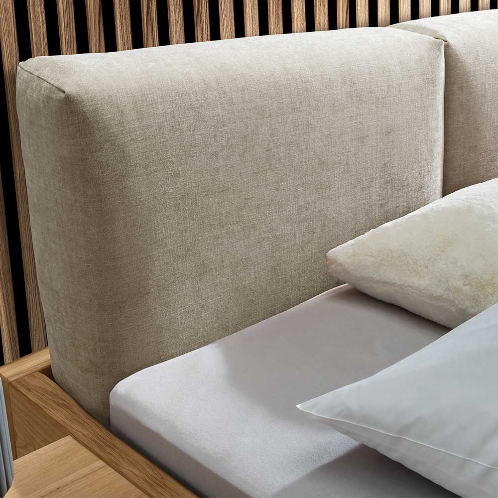 Material Mix Doppelbett und Nachttischen - Kaldes (dreiteilig)
