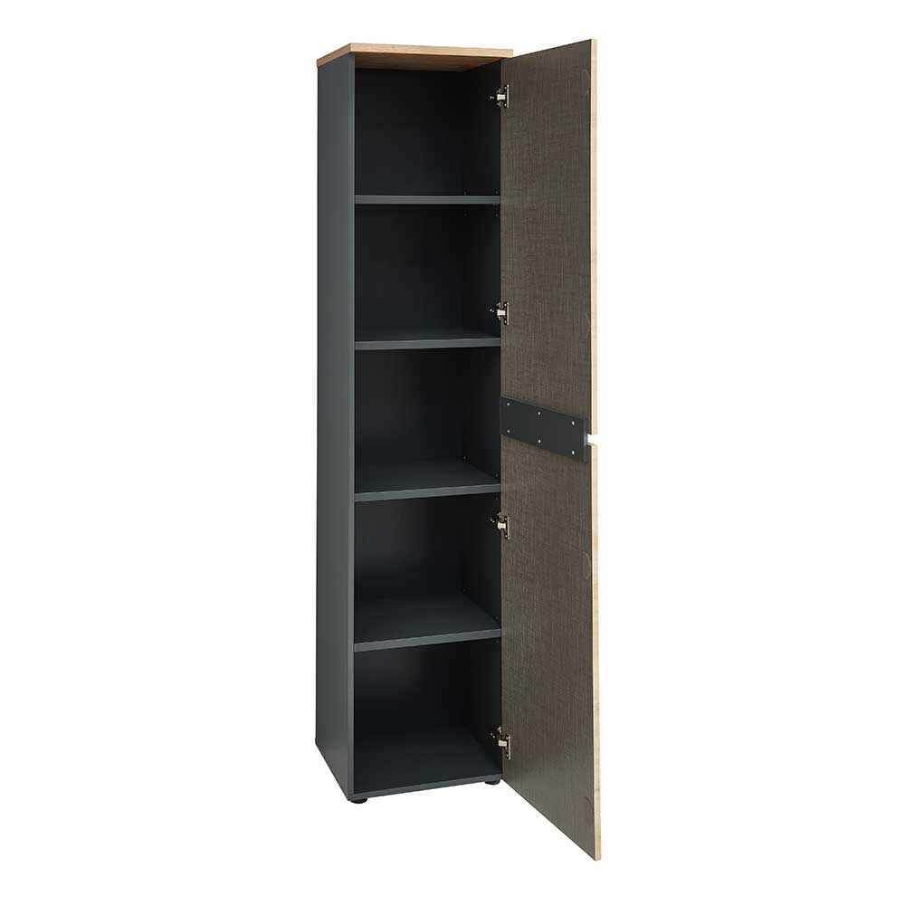 45x197x38 cm Büroschrank in Wildeiche & Dunkelgrau - Kuetra