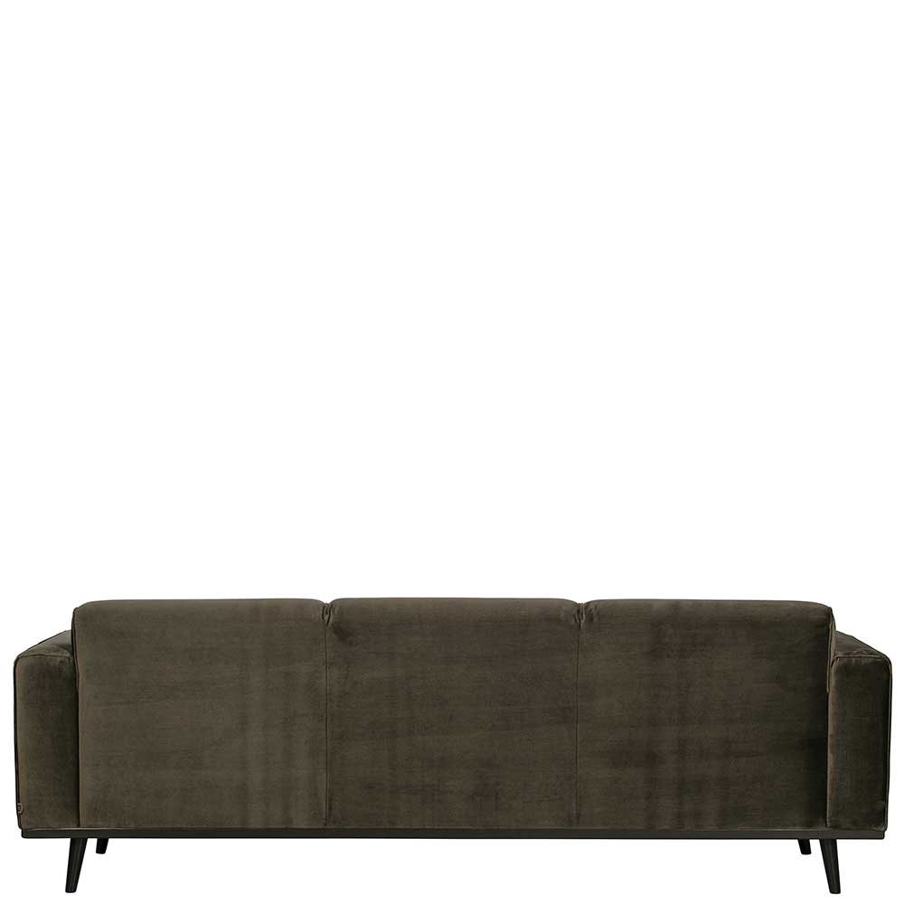 230x77x93 Dreier Samtsofa in Dunkelgrün - Bonany