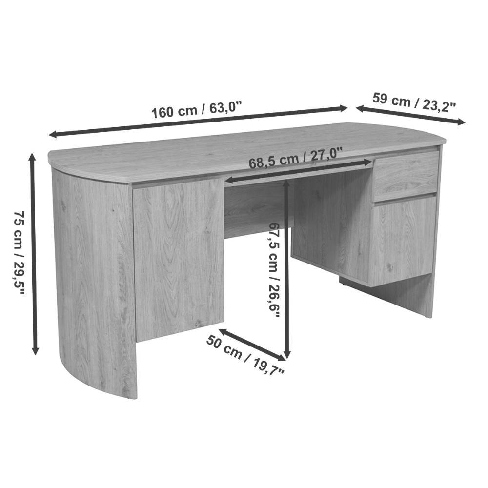Scandi Chic Schreibtisch in Eiche Optik - Perfect
