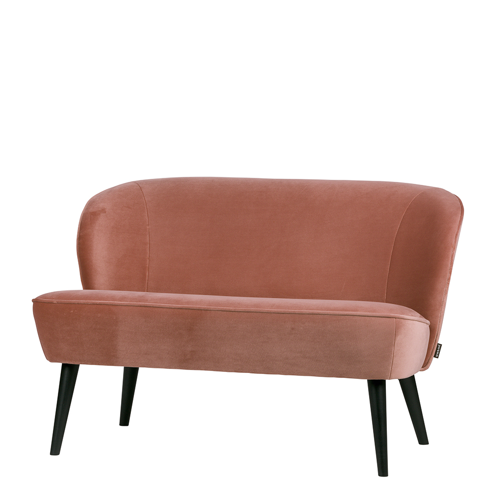 Retro Zweier Sofa in Rosa Samtbezug - Ismena