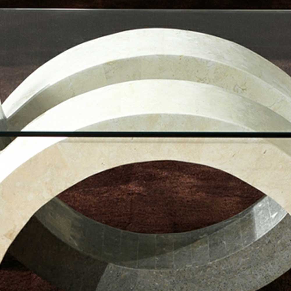 Glas Couchtisch Andiano in Creme Grau