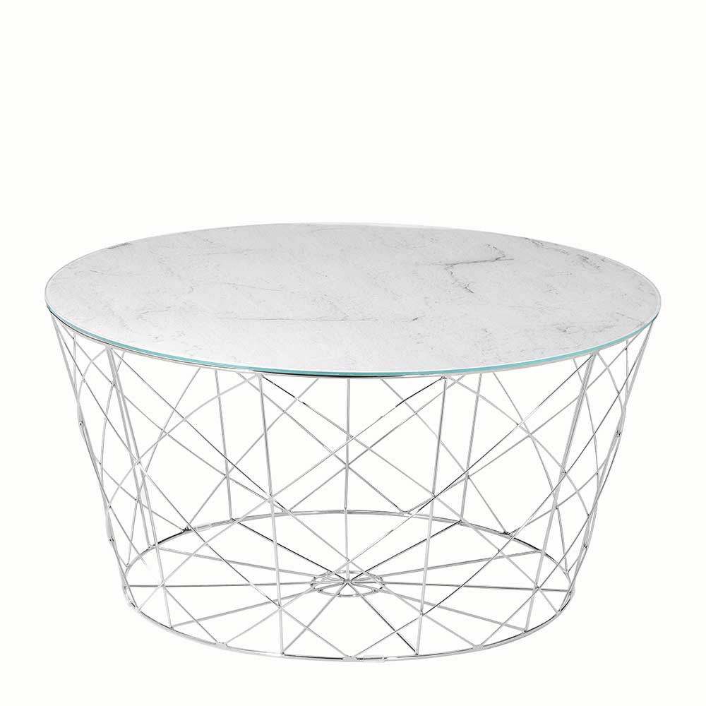 Runder Sofatisch aus Glas Marmoroptik - Enrician