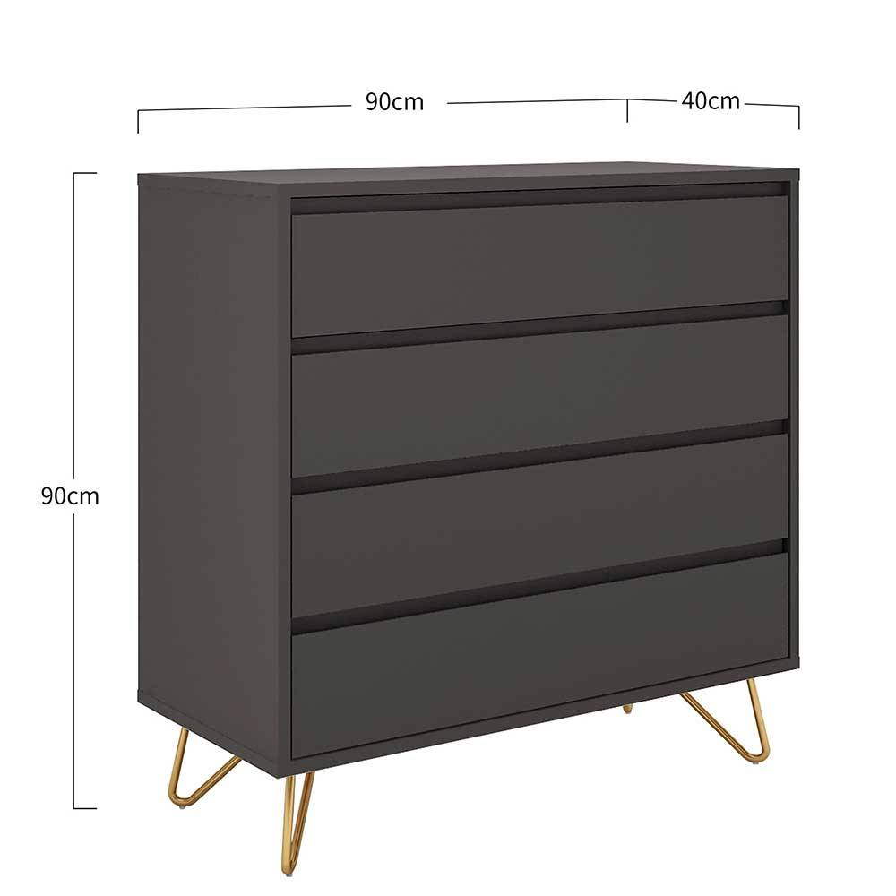 Graue 4 Schubladen Kommode mit Hairpin Legs - Widnes