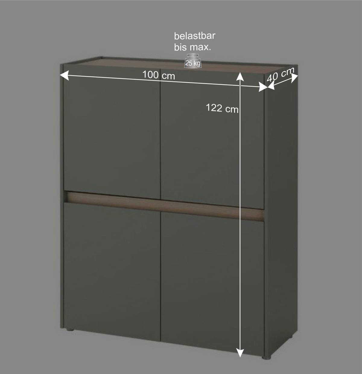 Highboard in Graugrün - Socotta