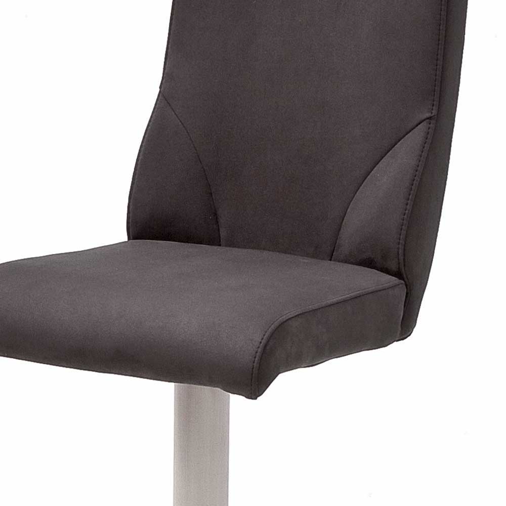 Kunstleder Barhocker mit Lehne in Grau Venkom drehbar