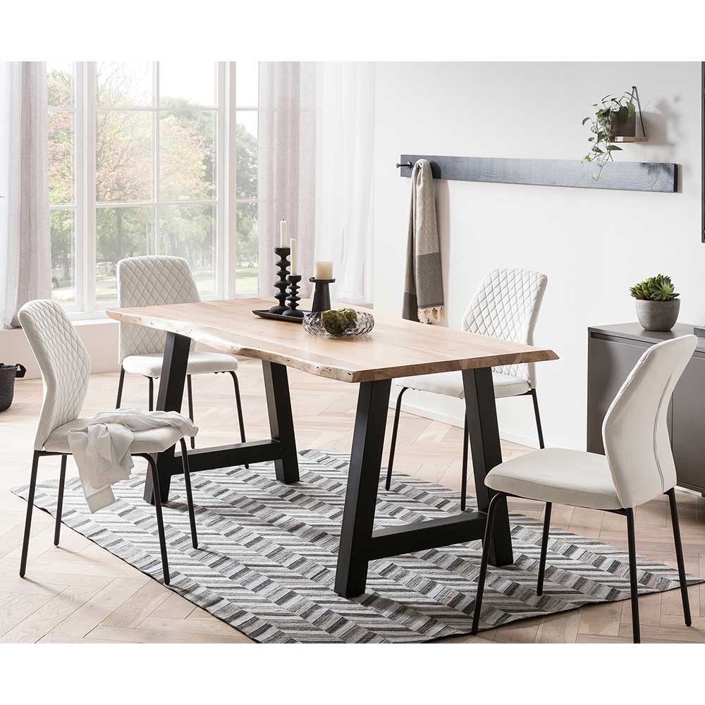 Esszimmerstuhl in Beige Samtbezug - Howard (2er Set)