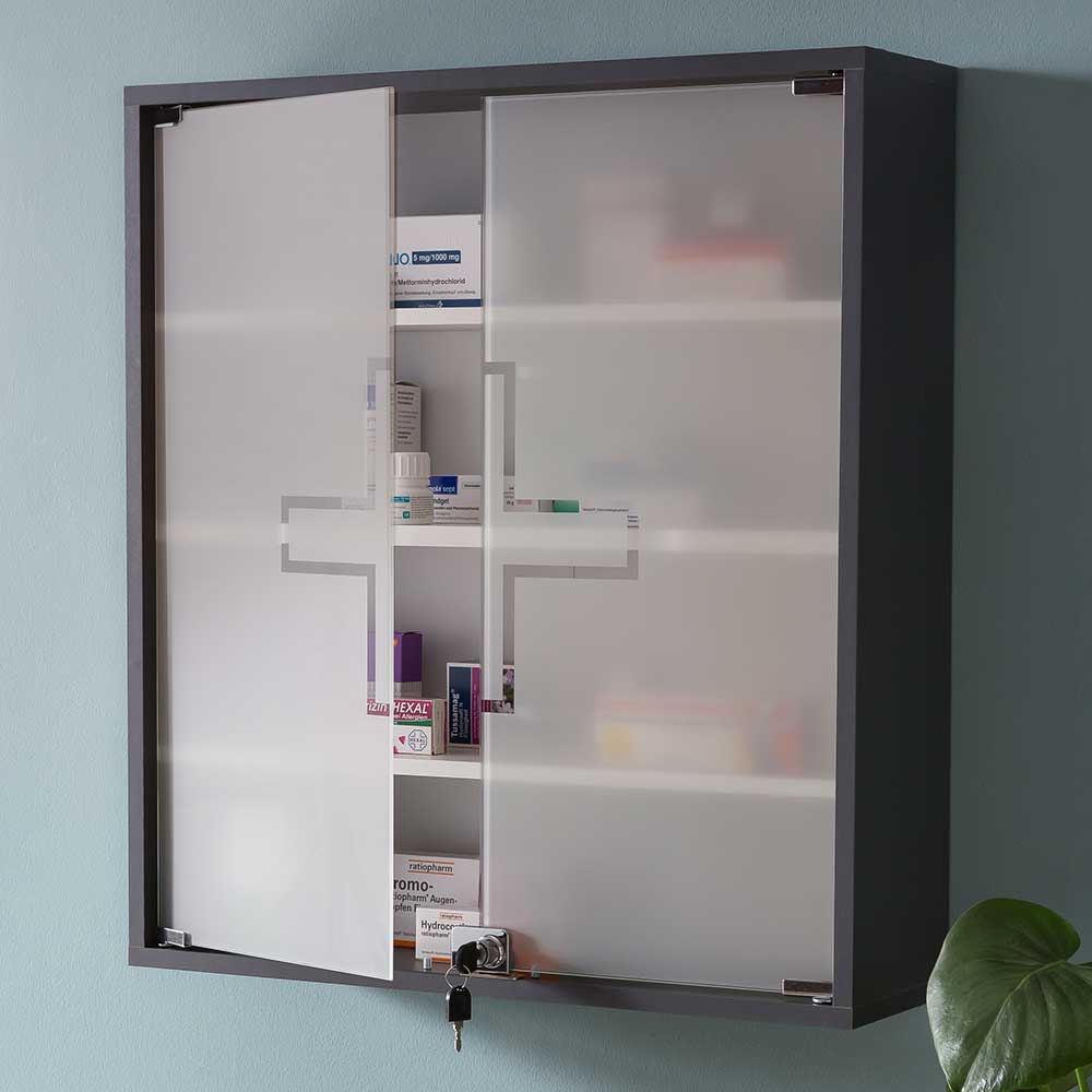 Medizinschrank mit Doppeltür aus Glas - Lucilla