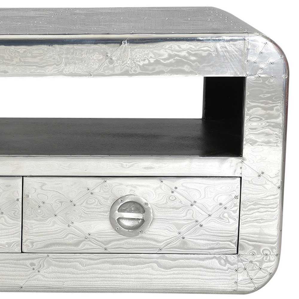 Industry TV Lowboard Pilot mit Aluminium verkleidet