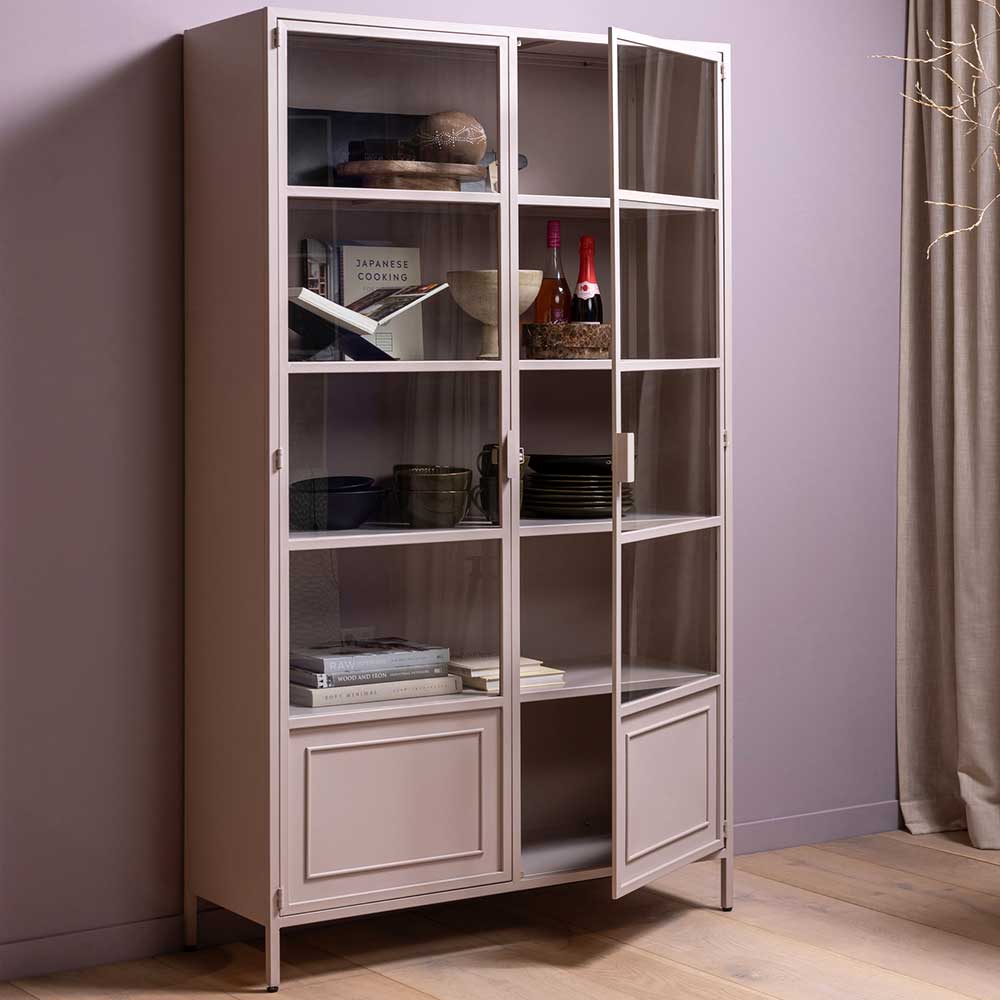 Metallvitrinenschrank in Hellrosa - Malivia