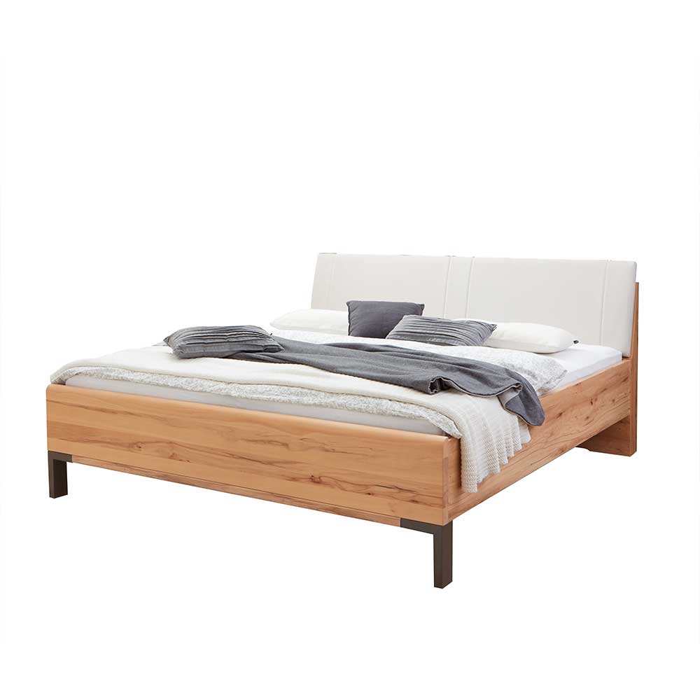 Kernbuche Designbett mit Kunstleder Kopfteil - Krofun