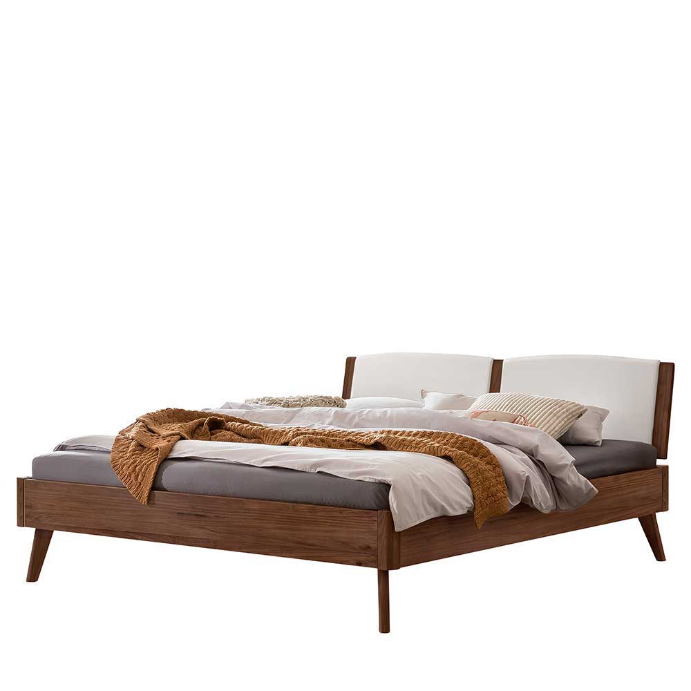 Holzbett in Nussbaum Braun mit Weiß - Bacaro