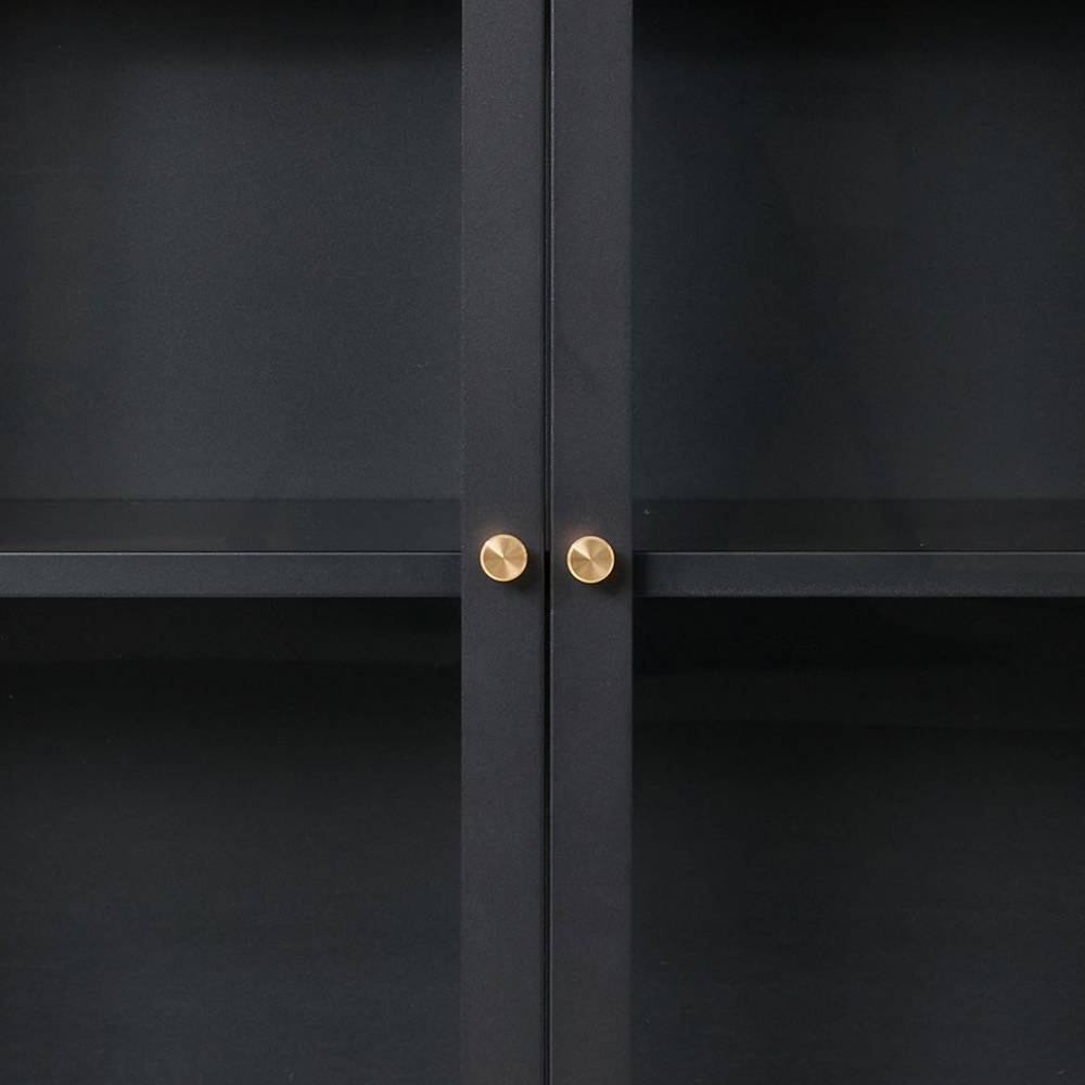2-türige Vitrinen-Kommode in Schwarz mit Gold - Marissa