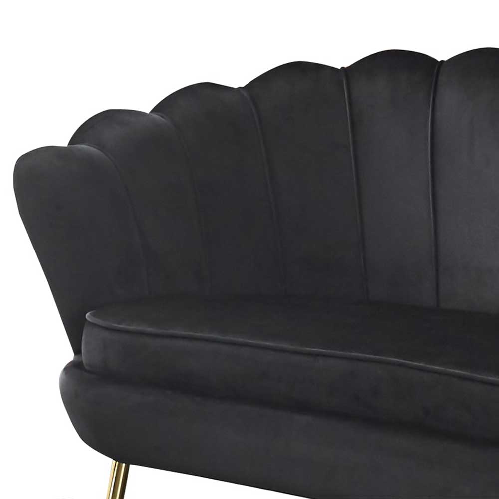 Muscheldesign Sofa in Schwarz & Gold - Vanskupa