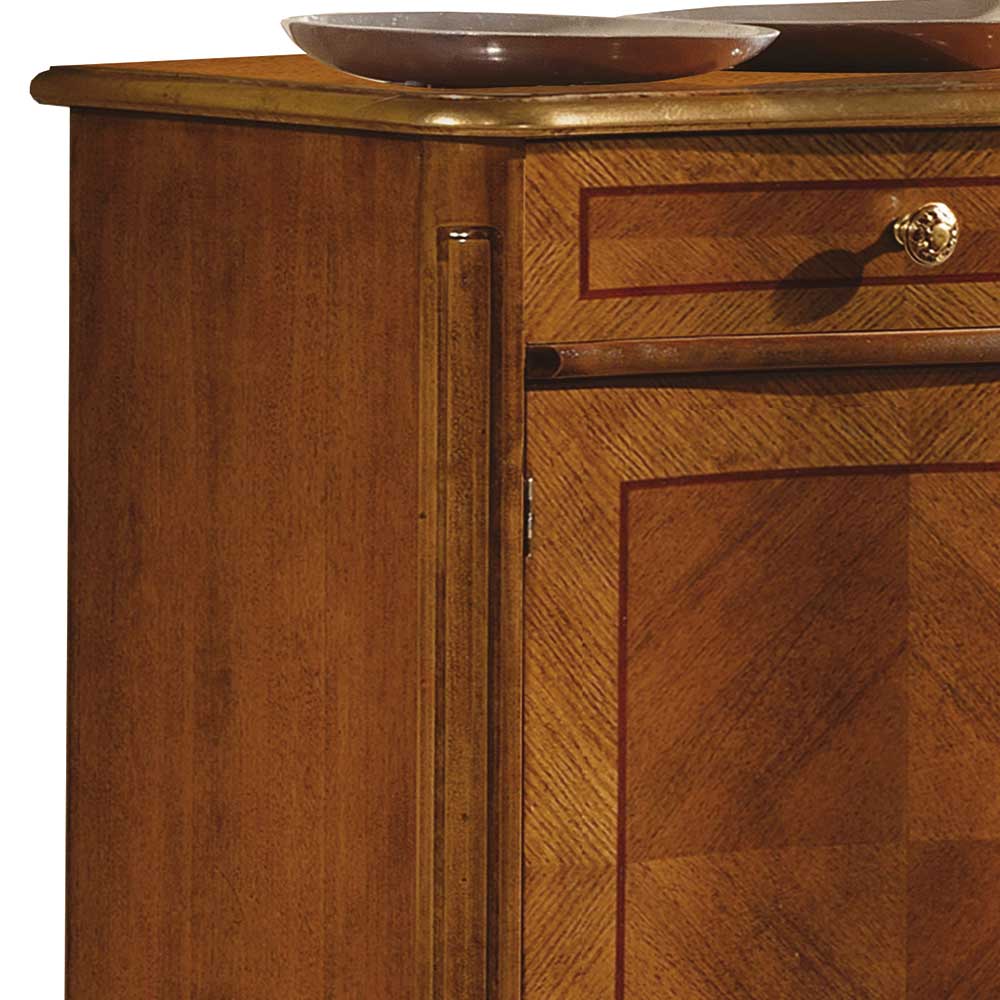 100 cm hohes Sideboard in Nussbaum & Gold - Aciara
