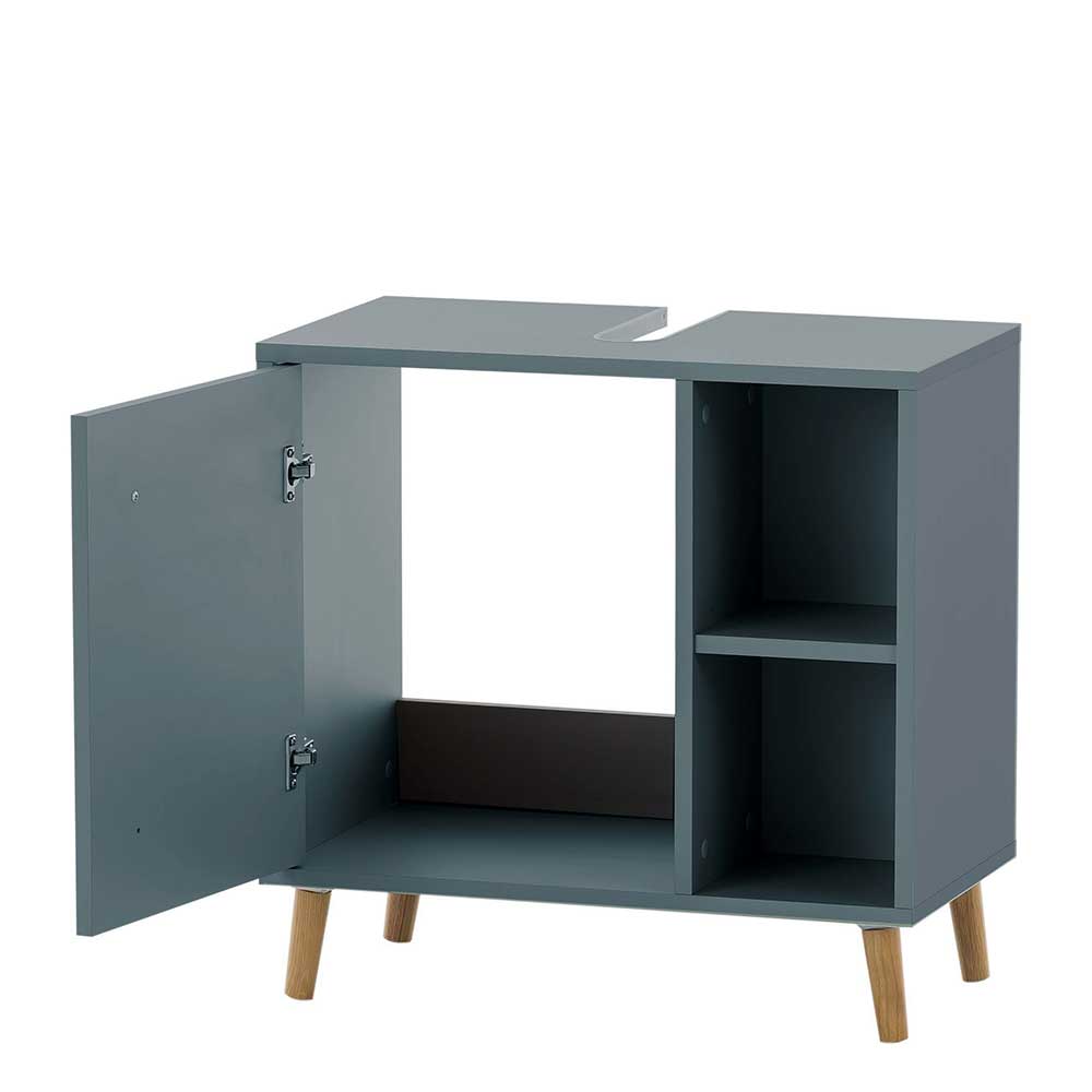 Waschbeckenschrank in Petrol Blau & Eiche - Matrera